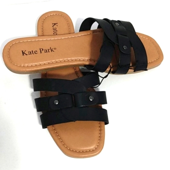 KATE PARK STRAPPY SLIP-ON FLAT SANDALS NWOT SIZE 6 - Picture 7 of 11